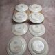Set of 8 antique English dessert plates by J. Marshall & Co Bosphorus purple earthenware 19th century.