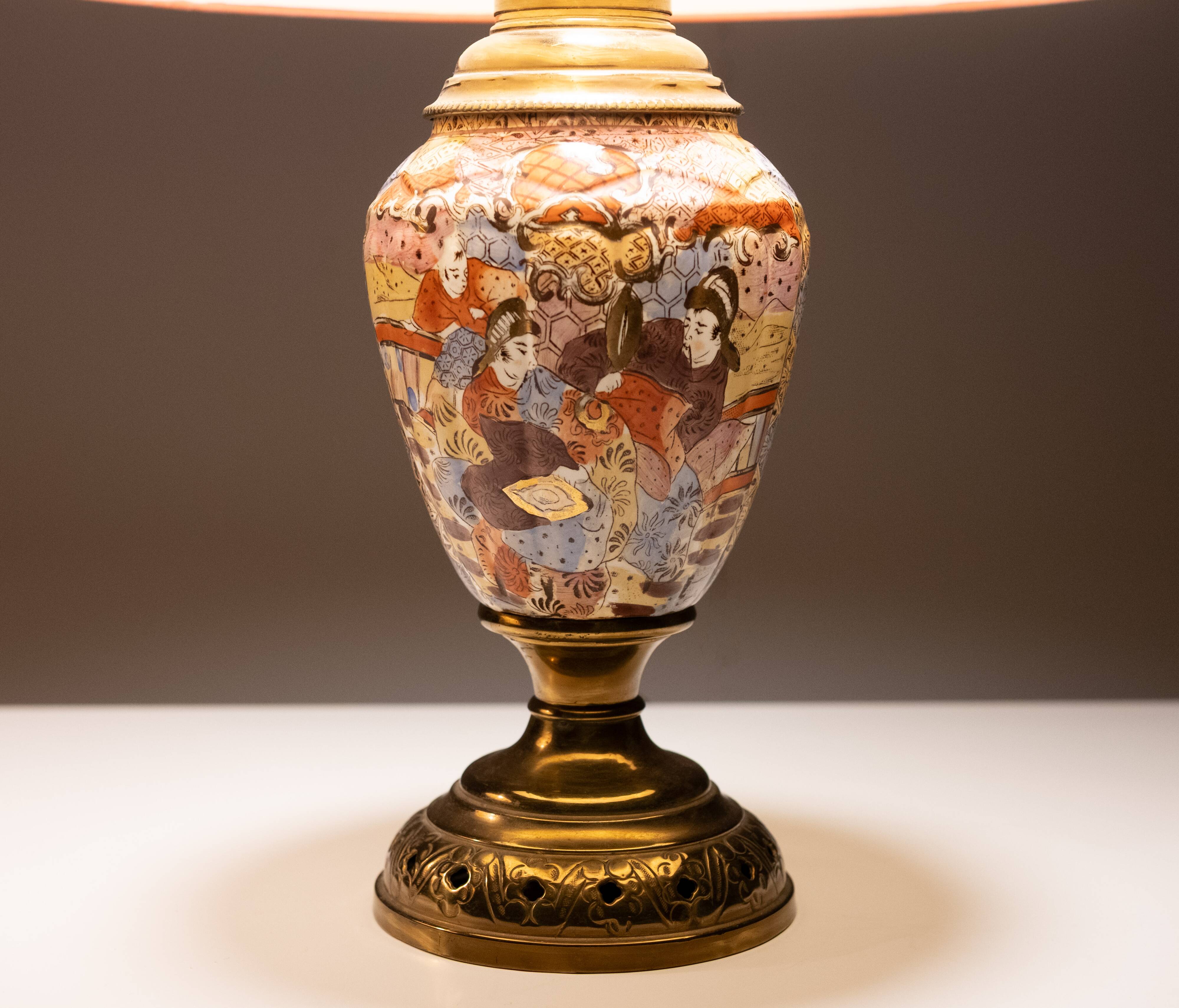 pair Satsuma Table Lamps Japan 1950s