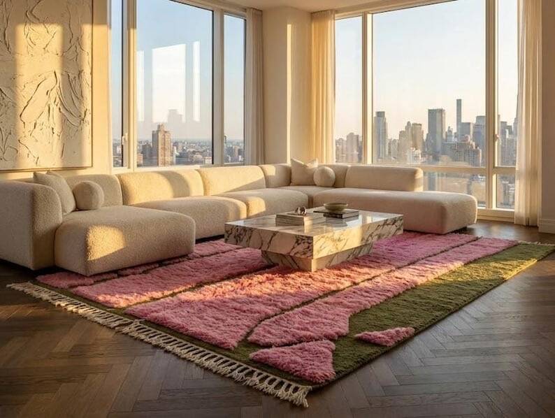Handwoven traditional Berber rug, size 150/250 cm.
