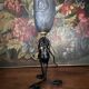 Art Deco lamp in blue glass paste with rose decoration – poetic rarity