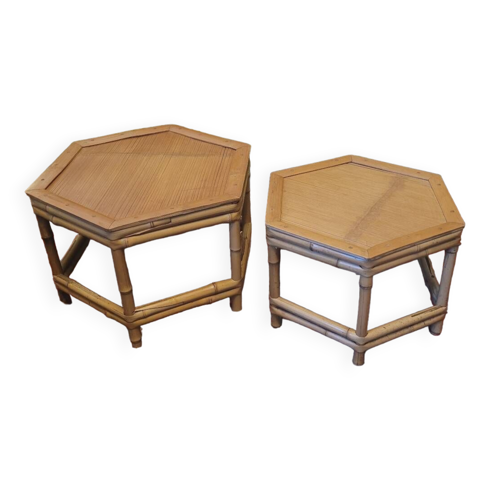 70's bamboo coffee tables