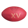 Vintage red leather rugby ball with the number XV