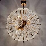 Val Saint Lambert crystal sputnik gold chandelier , 1960’s