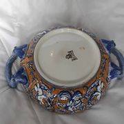 Coupe à anses en faïence Gien décor Francois 1er, 1860