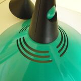 Emerald blue metal pendant light, Memphis style, space age -1980-
