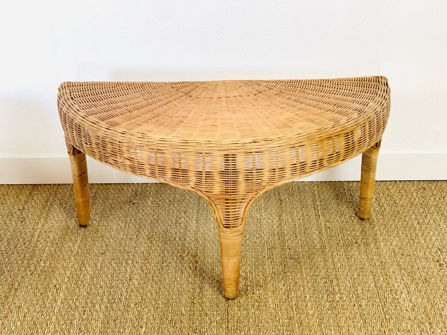 Lotus meditation chair and rattan table, 1960s