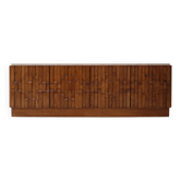Italian Oak Wood Sideboard with Travertine Marble Top and Hand Carved Patte