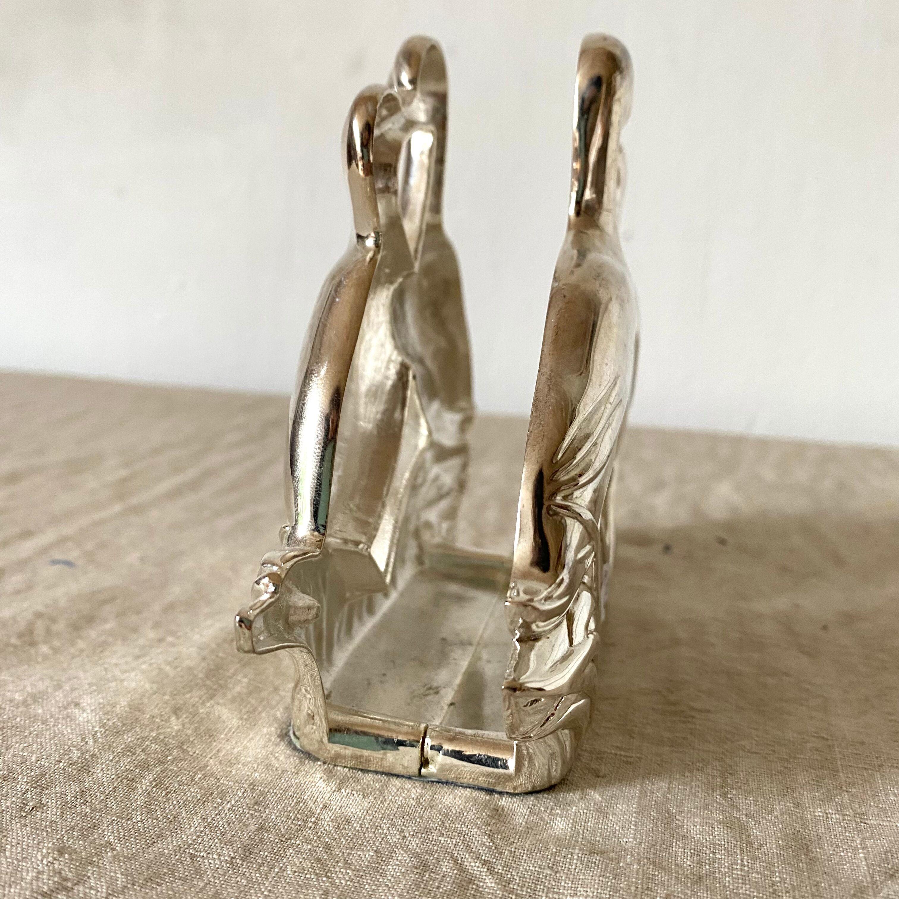 Duck towel rack in silver metal