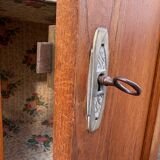 /Art Deco wardrobe with mirror in carved solid oak from the 20s/30s