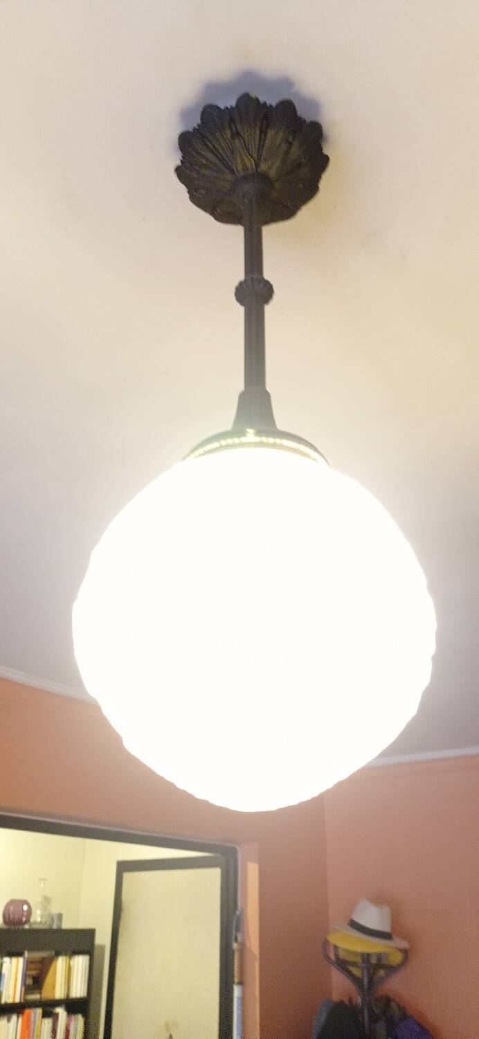 Chandelier with peacocks signed Muller and brothers in Lunéville