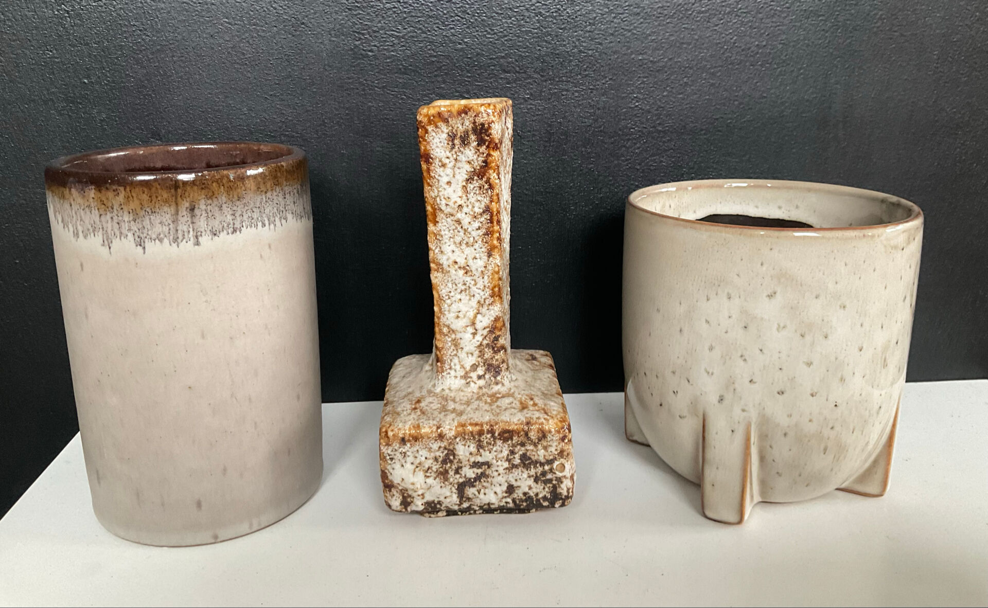 Vintage trio of ceramic vases