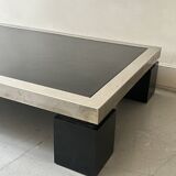 Black & brushed chrome coffee table in the style of Willy Rizzo, design 1970