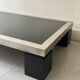 Table basse noire & chrome brossé dans le gout de Willy Rizzo, design 1970