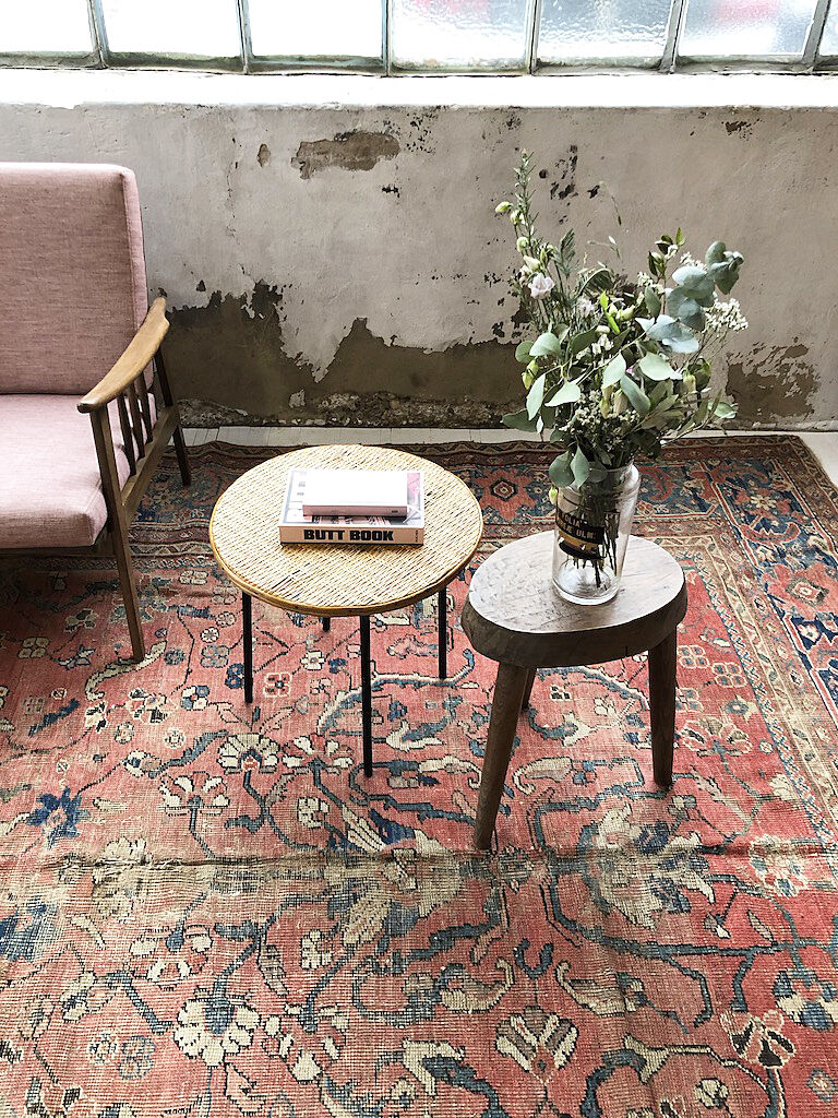 Wicker and metal coffee table