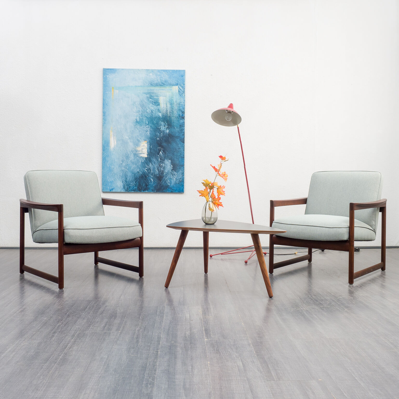 Pair of vintage armchair, cherry, restored