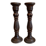 Pair of wooden candlesticks