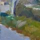 Hsp pochade painting "lake and wooded landscape" circa 1950