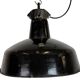 Industrial Black Enamel Factory Lamp with Cast Iron Top, 1950s