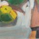 Original Modernist artwork still life with fruits and blue teapot 1950s