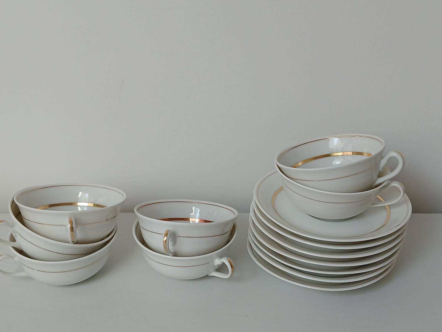 Set of 7 Limoges porcelain cups and saucers