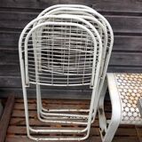 Trio of folding metal chairs