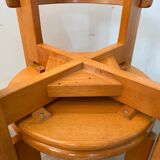 Set of 3 solid beech wood chairs, vintage 70s design