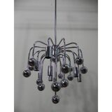 Suspension Sputnik vintage avec 9 points lumineux et 16 ampoules chromées