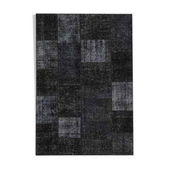 Handwoven anatolian contemporary 165 cm x 243 cm black patchwork rug