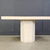 Vintage travertine and brass console table by Roche Bobois, 1970s