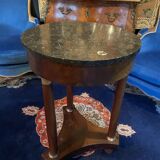 Empire circular pedestal table on 3 columns in mahogany with bronze marble top X