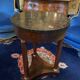 Empire circular pedestal table on 3 columns in mahogany with bronze marble top X