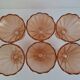 Set of 6 Art Deco Pink Rosaline Glass Dessert Bowls, Czechoslovakia, 1930s
