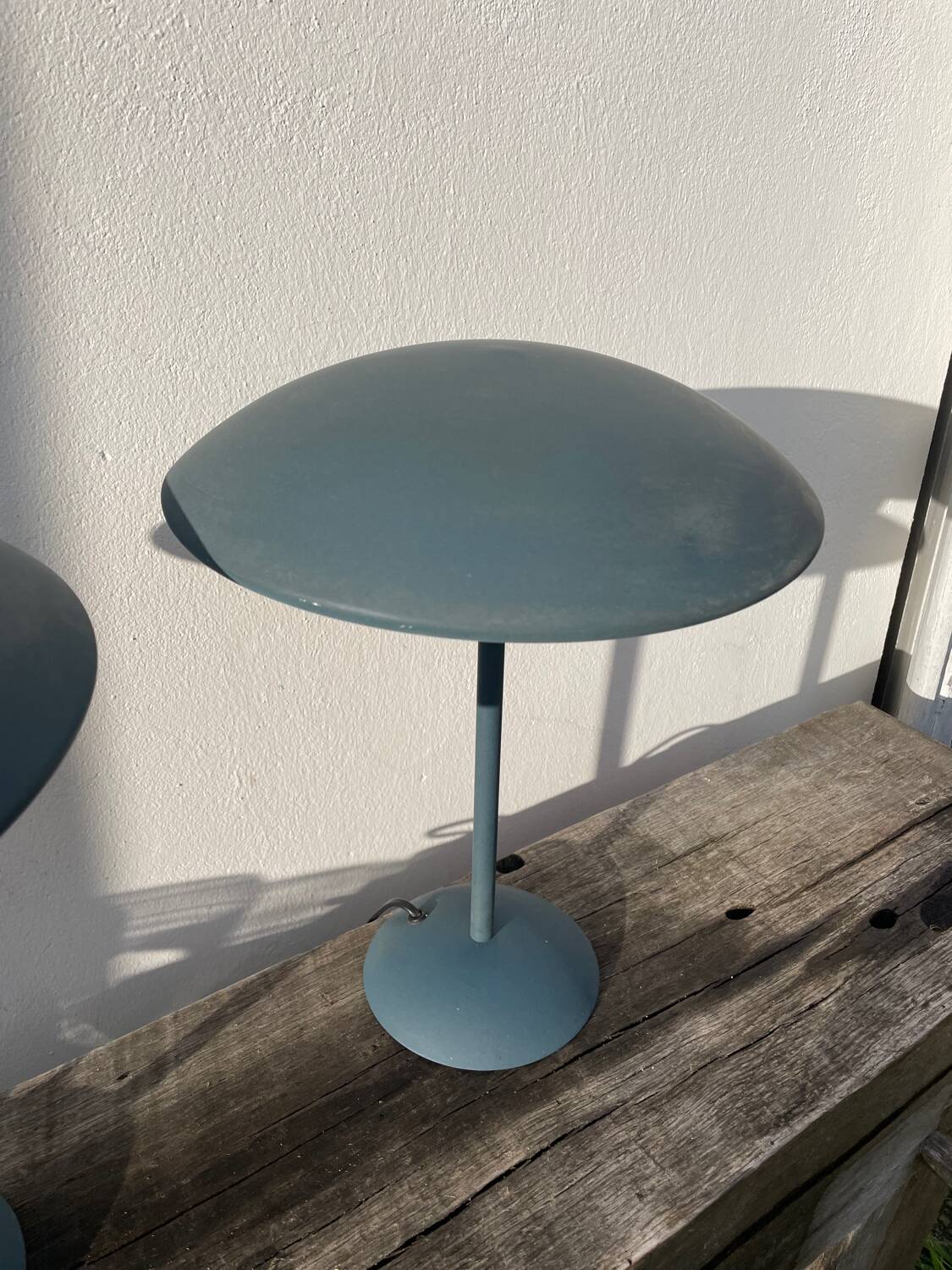 Pair of blue metal lamps Habitat, 1996