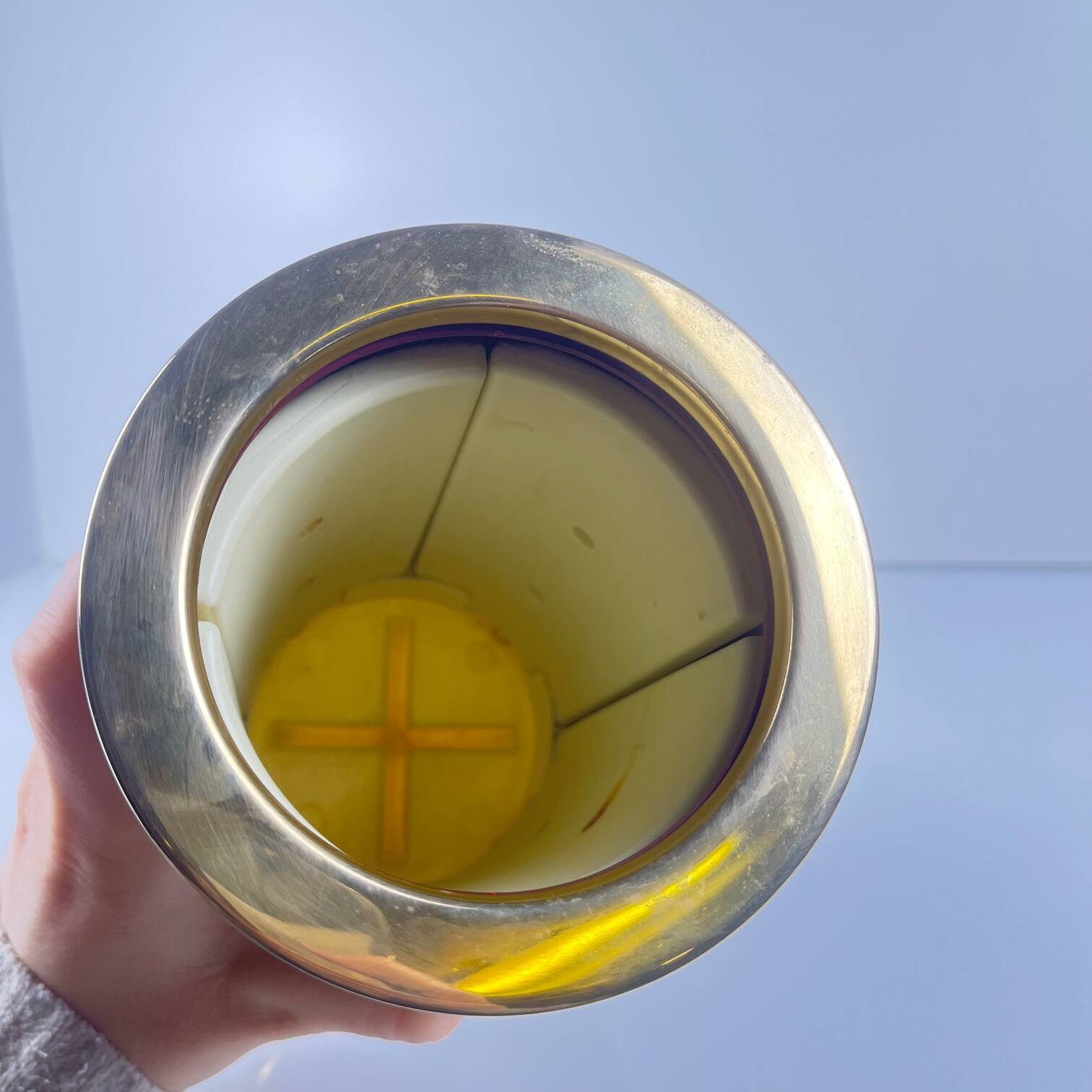 Vintage bottle cooler – marbled effect & gold finish, 1970