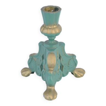 Bougeoir en métal vert sauge Art Déco, Stjärnmetall, Suède années 1940