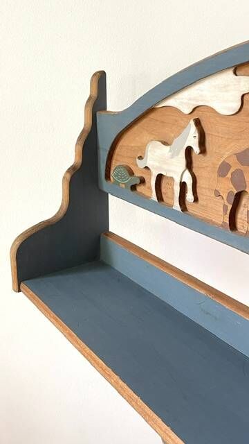 Vintage solid wood noah's ark shelf