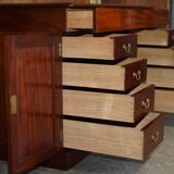 Antique Hardwood Desk with Leather Top and Slanted Drawer