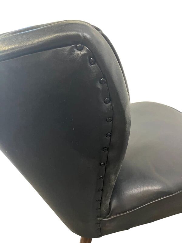 Fauteuil cocktail vintage en similicuir noir / siège unique