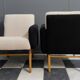 set of 2 black and White boucle lounge chairs 1960s