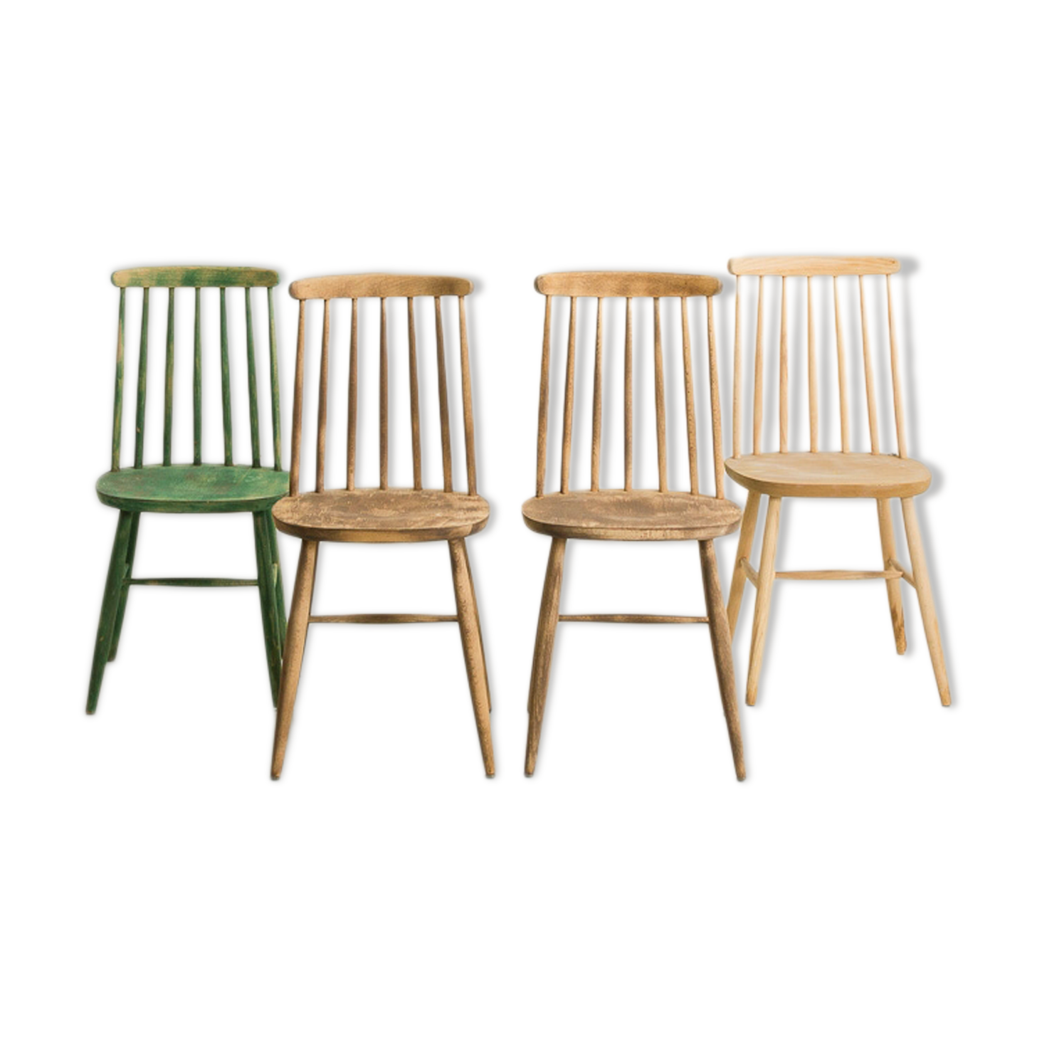 4 bistro chairs with solid wood bars