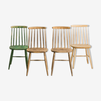 4 chaises bistrot à barreaux en bois massif