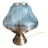 Lampe salon salle globe art déco liseré doré base laiton dp 0723030