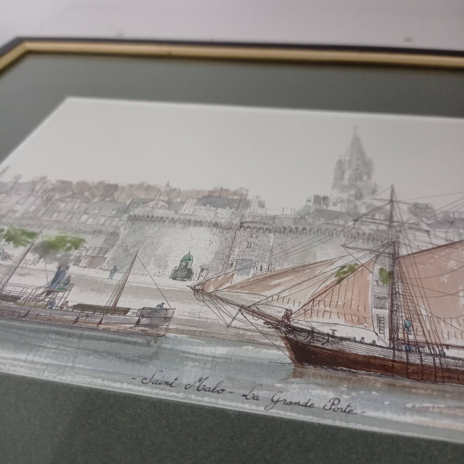 Aquarelle marine signée