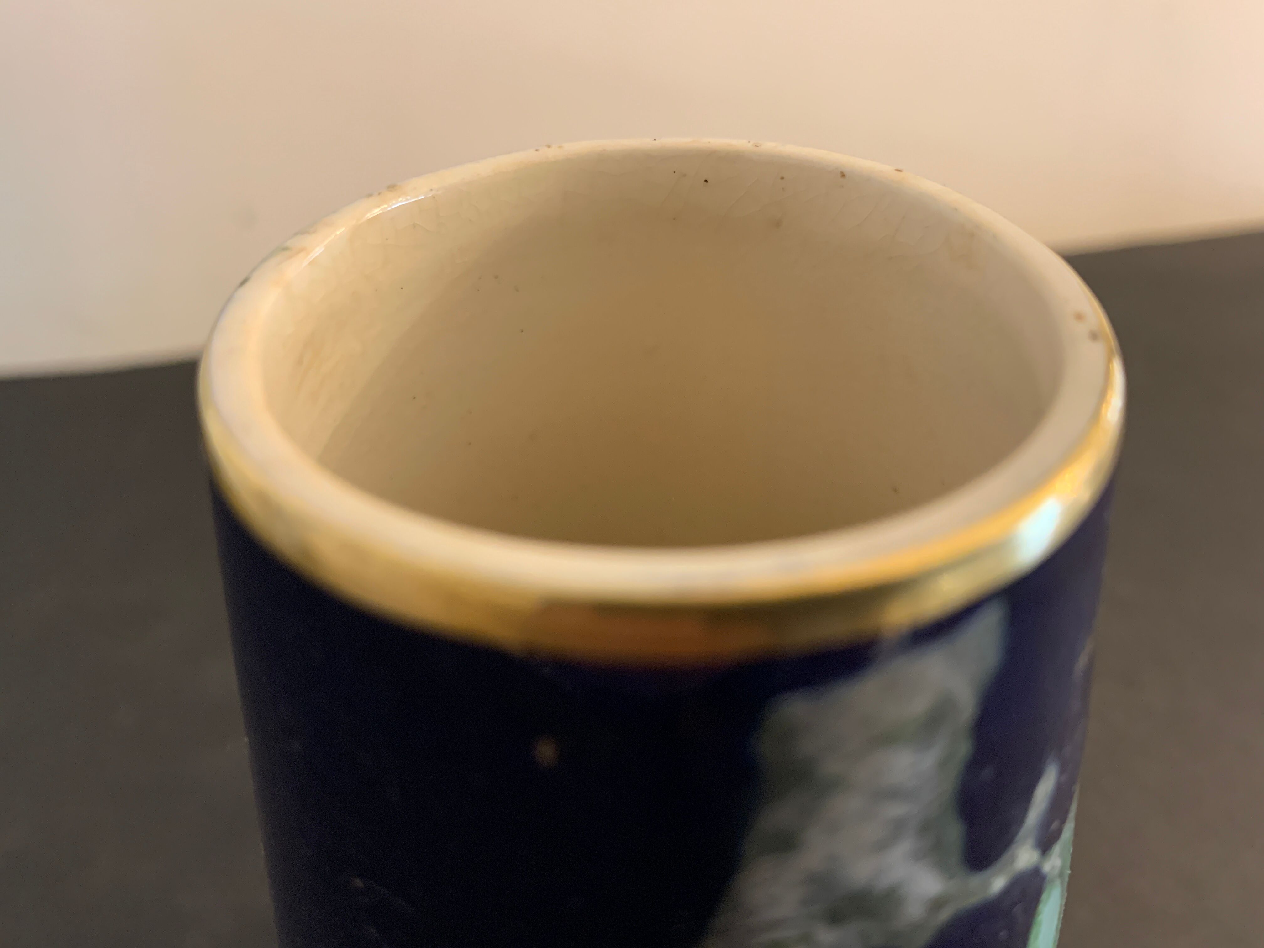 Vase art nouveau céramique bleue cobalt signé Villeroy et Boch Selency