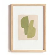 Collection de 4 peintures abstraites col.vert sauge signées Eawy