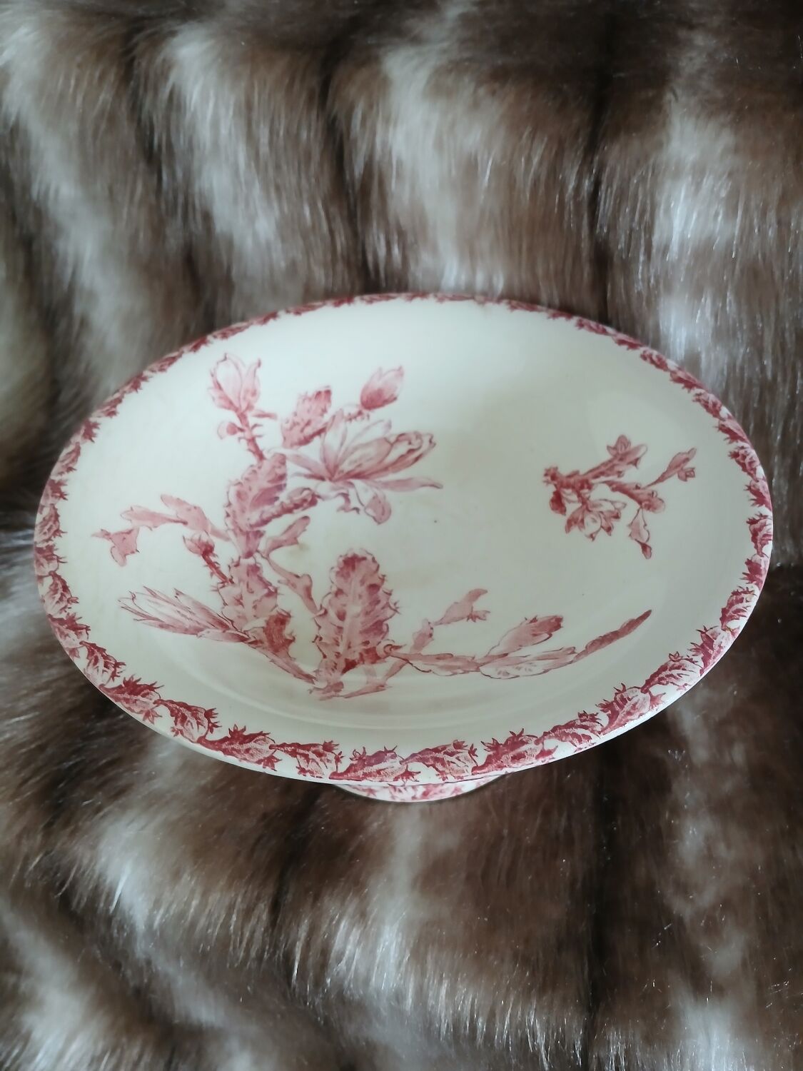 Antique compote dish in Gien ironstone.