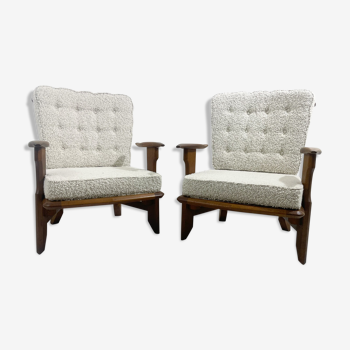 Paire de fauteuils boucle de Guillerme & Chambron