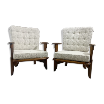 Paire de fauteuils boucle de Guillerme & Chambron