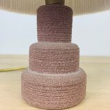 Brutalist lamp in pink sandstone and wool lampshade