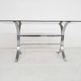 Glass and chrome dining table, 1970's